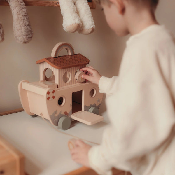 Arche de Noé en bois avec animaux – Jouet d’éveil 18 mois MRS ERTHA