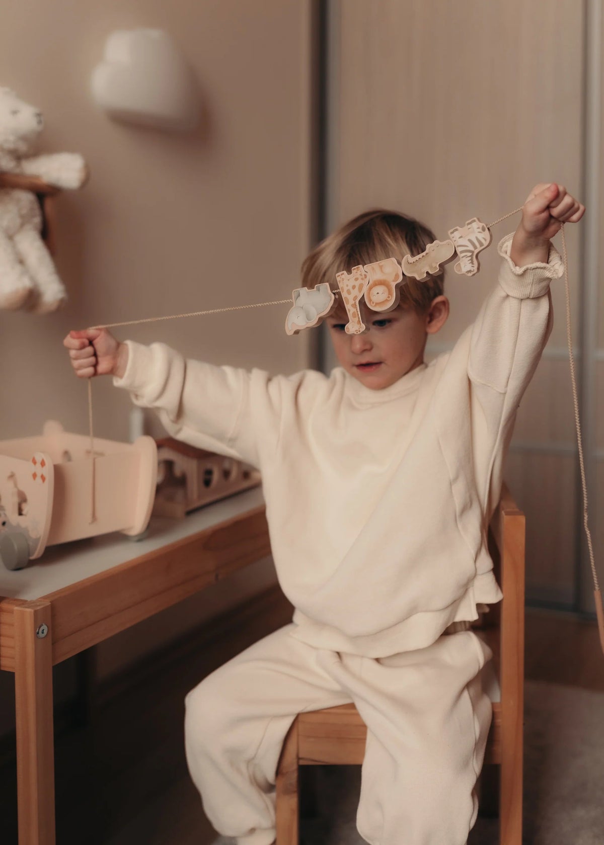 Arche de Noé en bois avec animaux – Jouet d’éveil 18 mois MRS ERTHA