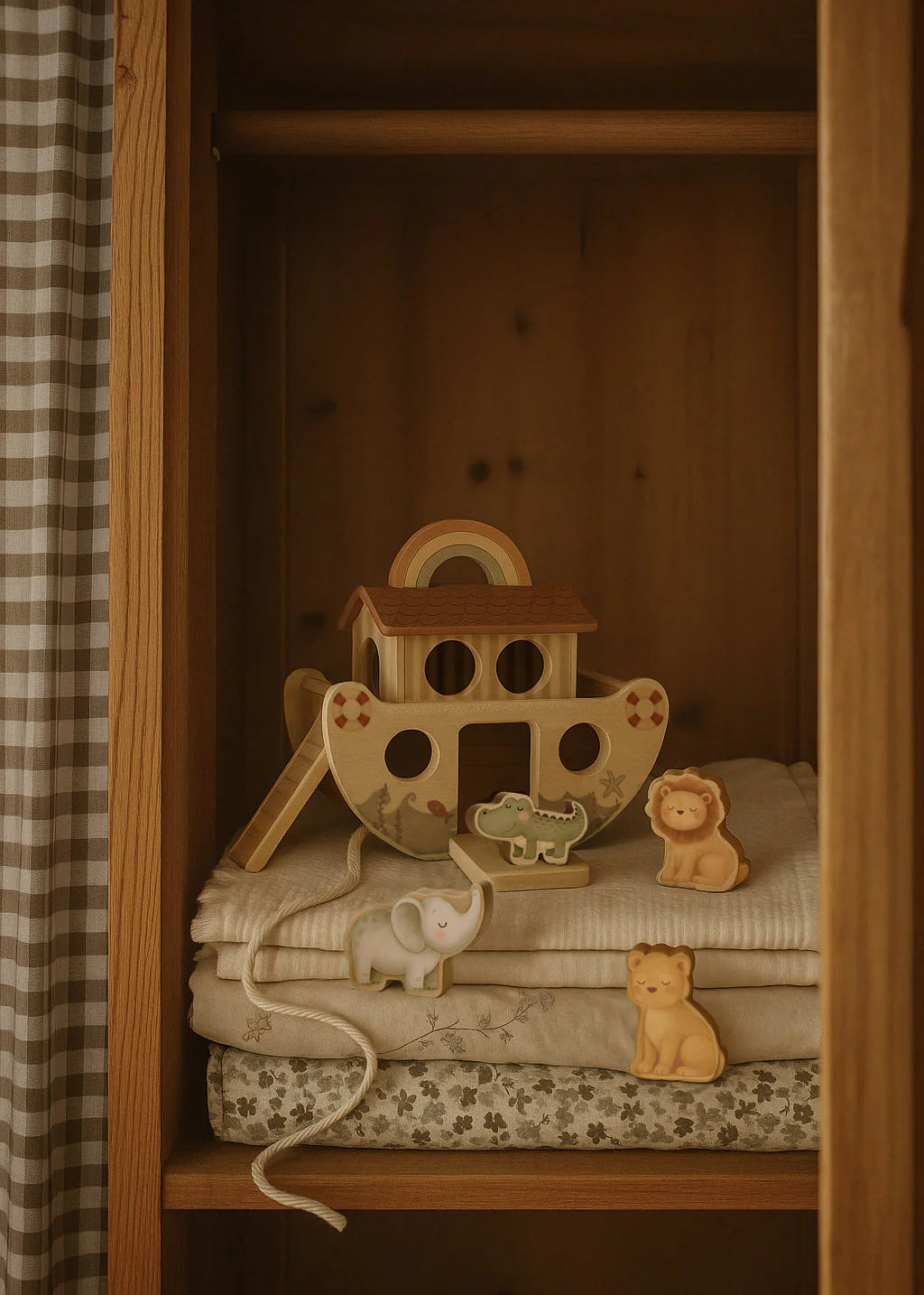 Arche de Noé en bois avec animaux – Jouet d’éveil 18 mois MRS ERTHA