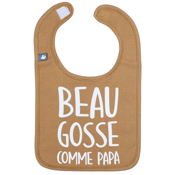 Bavoir “Beau gosse comme papa” camel
