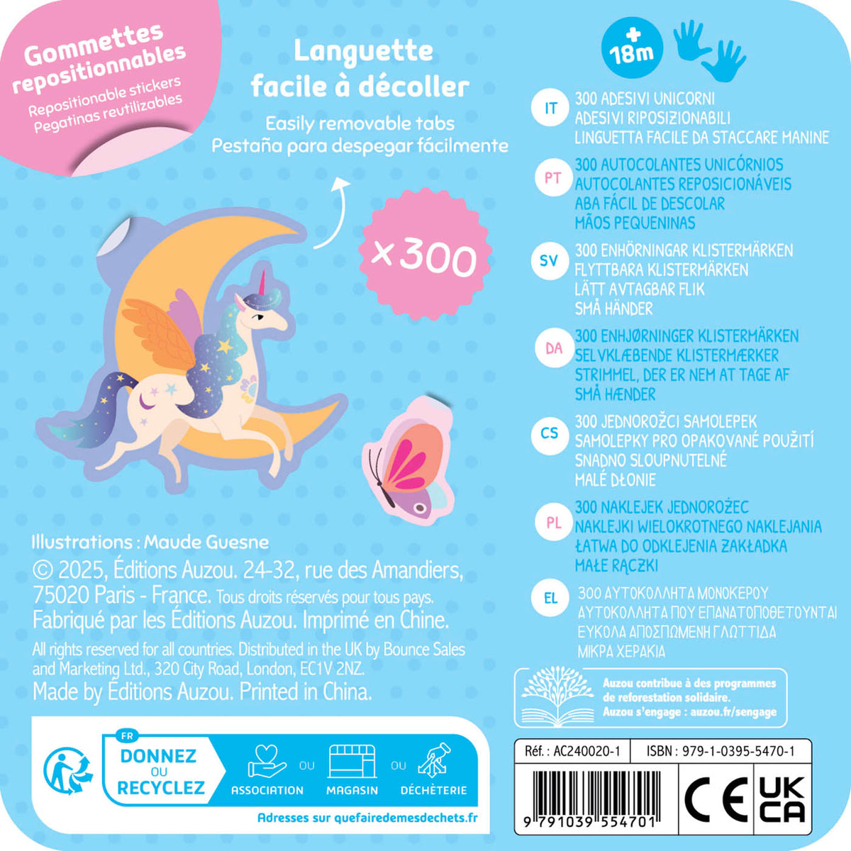 Boîte de Gommettes Licornes AUZOU