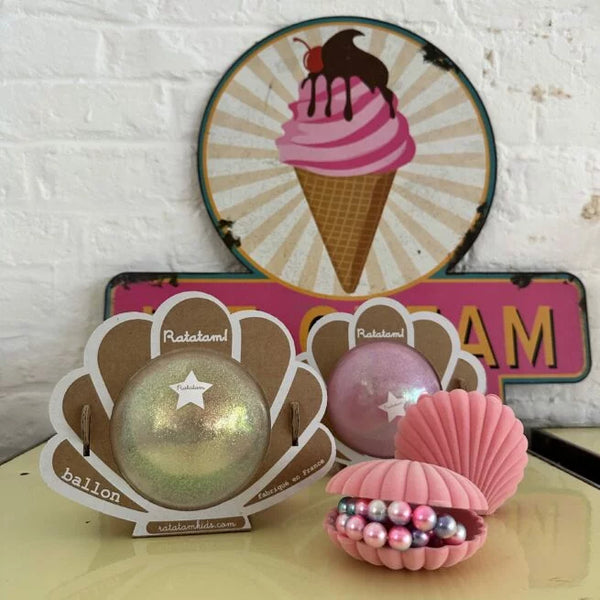 Ballon bébé coquillage 10 cm – jouet enfant Made in France blanc