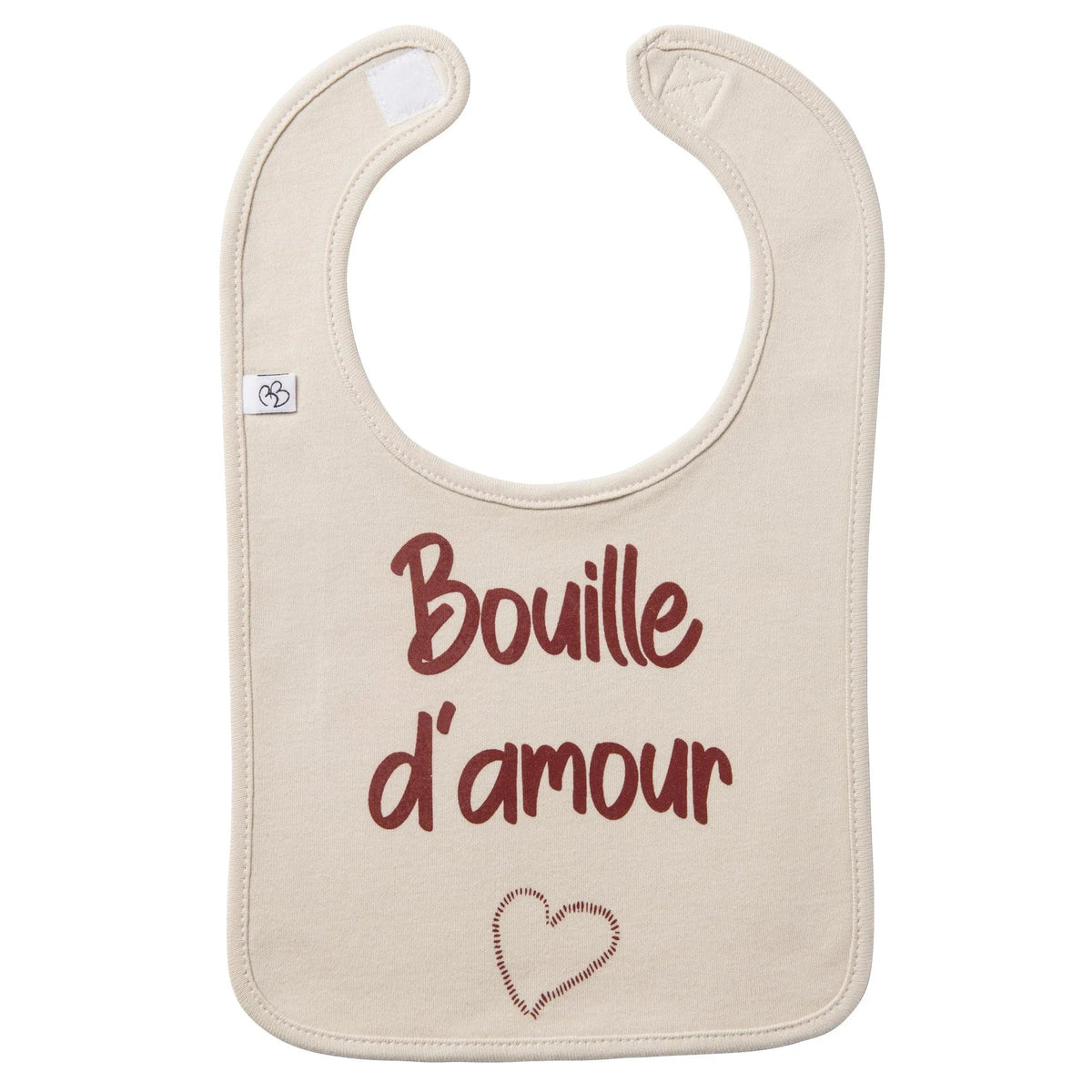 Bavoir bébé « Bouille d’Amour » – Sable BB & CO
