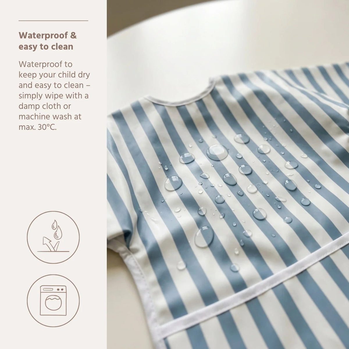Bavoir à Manches Longues Fat Stripe Jeans Blue – Meyco Baby 💙 MEYCO BABY