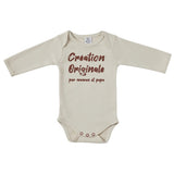 Body manches longues bébé « Création Originale » – Sable – 3 mois BB & CO