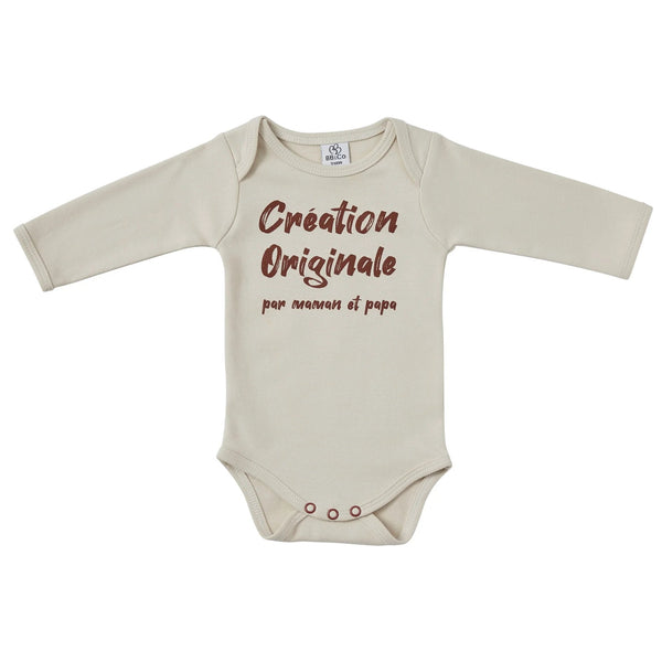 Body manches longues bébé « Création Originale » – Sable – 3 mois BB & CO