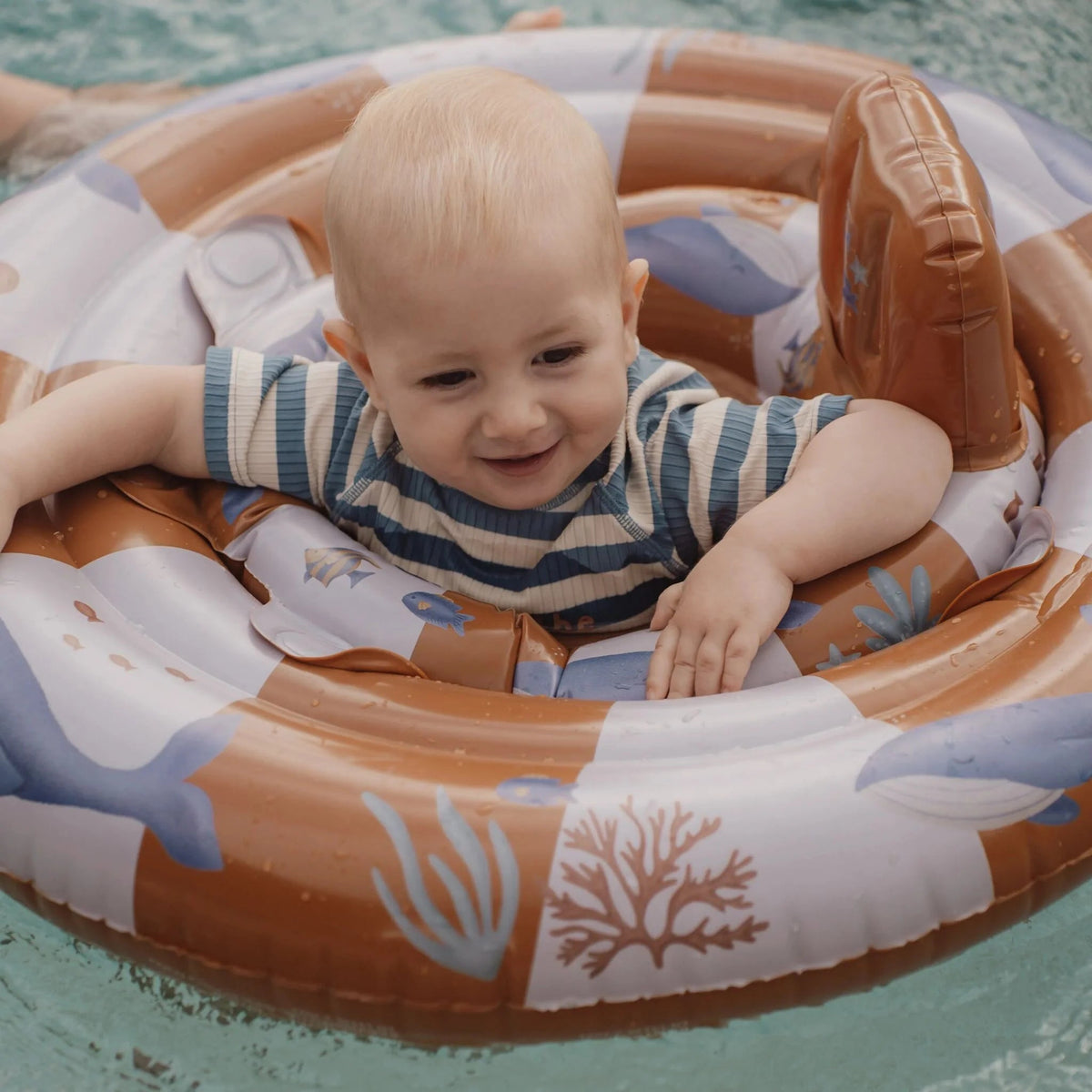 Bouée bébé Ocean World marron – babyfloat avec siège dès 6 mois LITTLE DUTCH