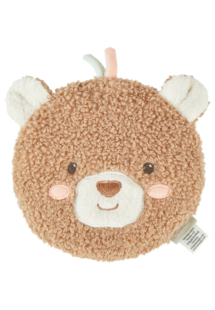 Coussin chauffant ours Bo avec sachet d’avoine amovible. Apporte douceur et réconfort aux bébés et enfants.