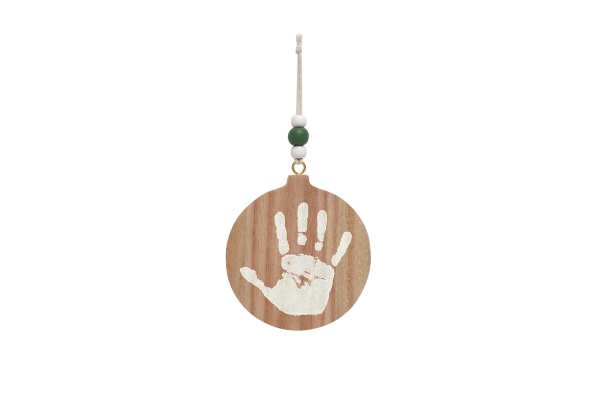 Boule de Noël empreinte bébé – Bois naturel petit artichaud
