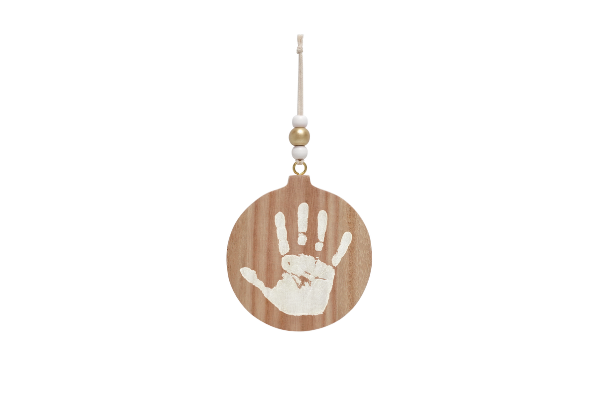 Boule de Noël empreinte bébé – Bois naturel petit artichaud
