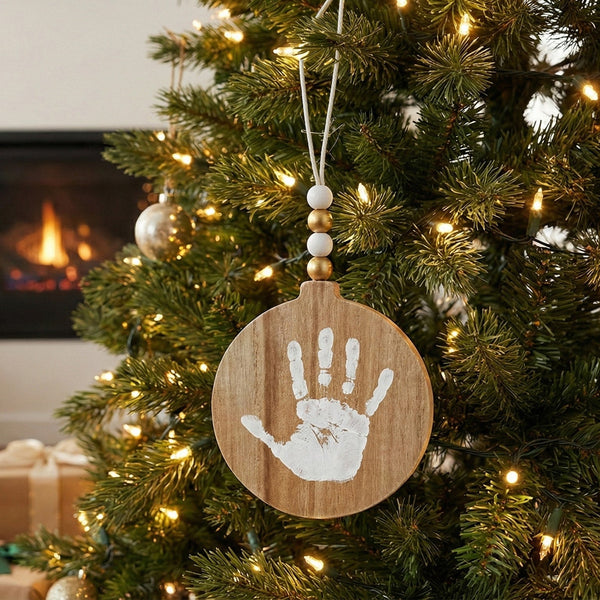 Boule de Noël empreinte bébé – Bois naturel petit artichaud