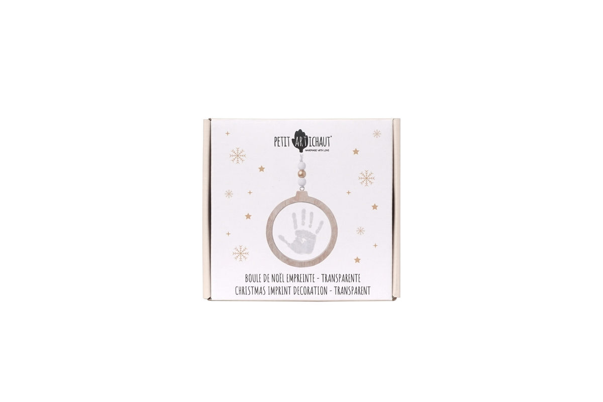 Boule de Noël empreinte bébé – Transparente petit artichaud