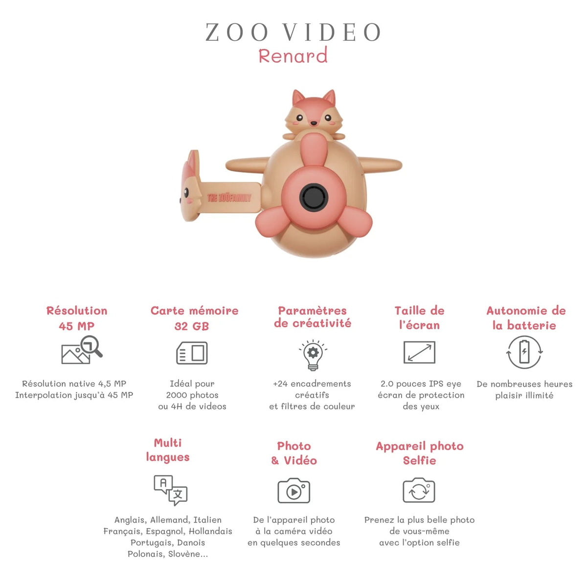 Zoo Video – Renard – Caméra photo & vidéo enfant The Zoofamily ZOO FAMILY