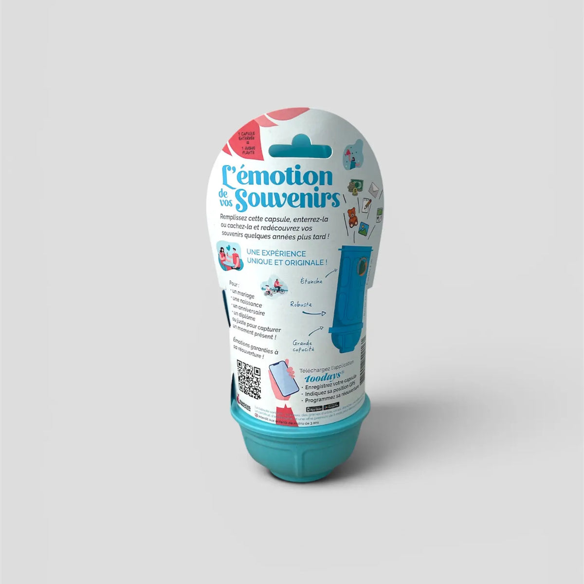 Capsule temporelle bébé bleue – Souvenirs de naissance à conserver