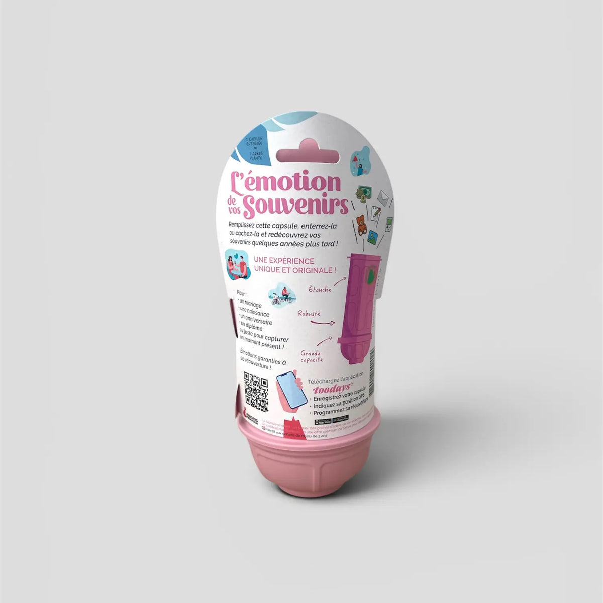Capsule temporelle bébé rose – Souvenirs de naissance à conserver