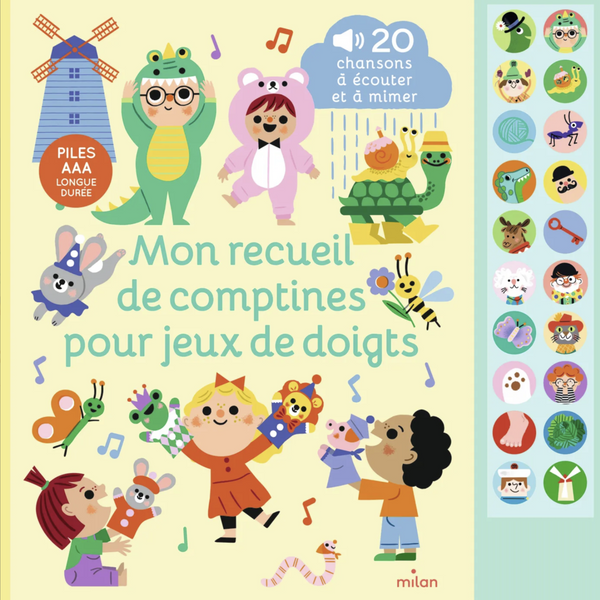 Mon recueil de comptines pour jeux de doigts – Livre sonore bébé dès 1 an