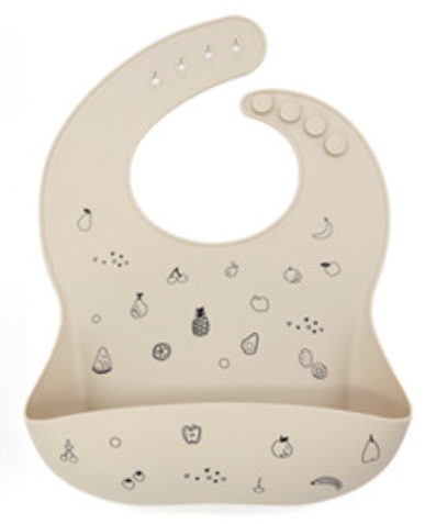 Bavoir silicone fruits - Beige