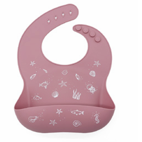 Bavoir silicone animaux de l'océan - Dark pink