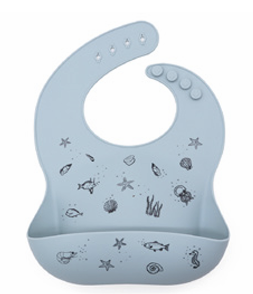 Bavoir silicone animaux de l'océan - Dusty blue