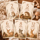 Cartes étapes 12 mois thème forêt Petit coeur salé