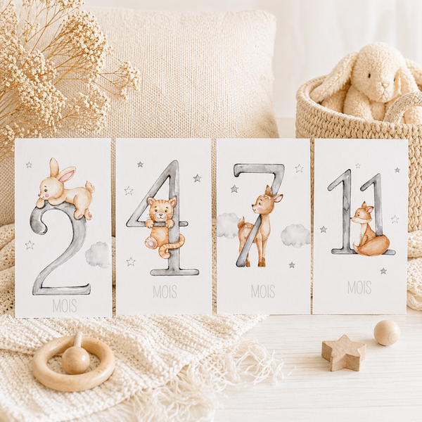 Cartes étapes bébé 12 mois dans les nuages GMLB