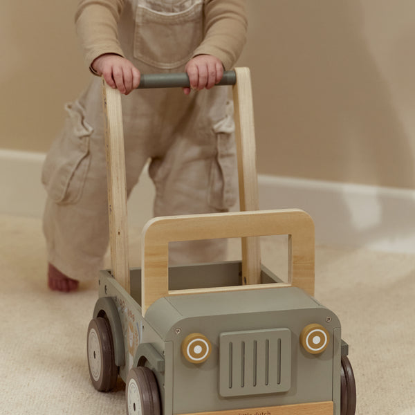 Chariot voiture de safari en bois vert Safari Friends – rangement jouets enfant