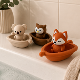 Jouets de bain bébé silicone – 3 bateaux et animaux à assembler GMLB