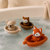 Jouets de bain bébé silicone – 3 bateaux et animaux à assembler GMLB