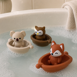 Jouets de bain bébé silicone – 3 bateaux et animaux à assembler GMLB