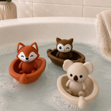 Jouets de bain bébé silicone – 3 bateaux et animaux à assembler GMLB