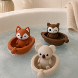 Jouets de bain bébé silicone – 3 bateaux et animaux à assembler GMLB