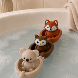 Jouets de bain bébé silicone – 3 bateaux et animaux à assembler GMLB