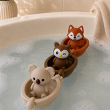 Jouets de bain bébé silicone – 3 bateaux et animaux à assembler GMLB