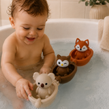 Jouets de bain bébé silicone – 3 bateaux et animaux à assembler GMLB