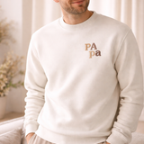 Sweat beige brodé PApa MARINE HEART BRODERIE