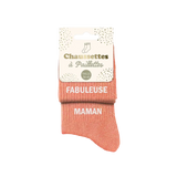 Chaussettes duo à paillettes « Fabuleuse Maman » – Corail SAVONNERIE DE L'ILOT