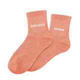 Chaussettes duo à paillettes « Fabuleuse Maman » – Corail SAVONNERIE DE L'ILOT