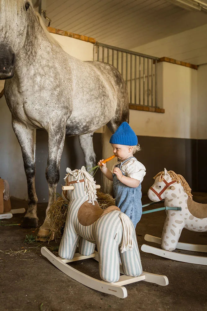 Cheval à bascule Dotty beige à taches – jouet d’éveil dès 18 mois