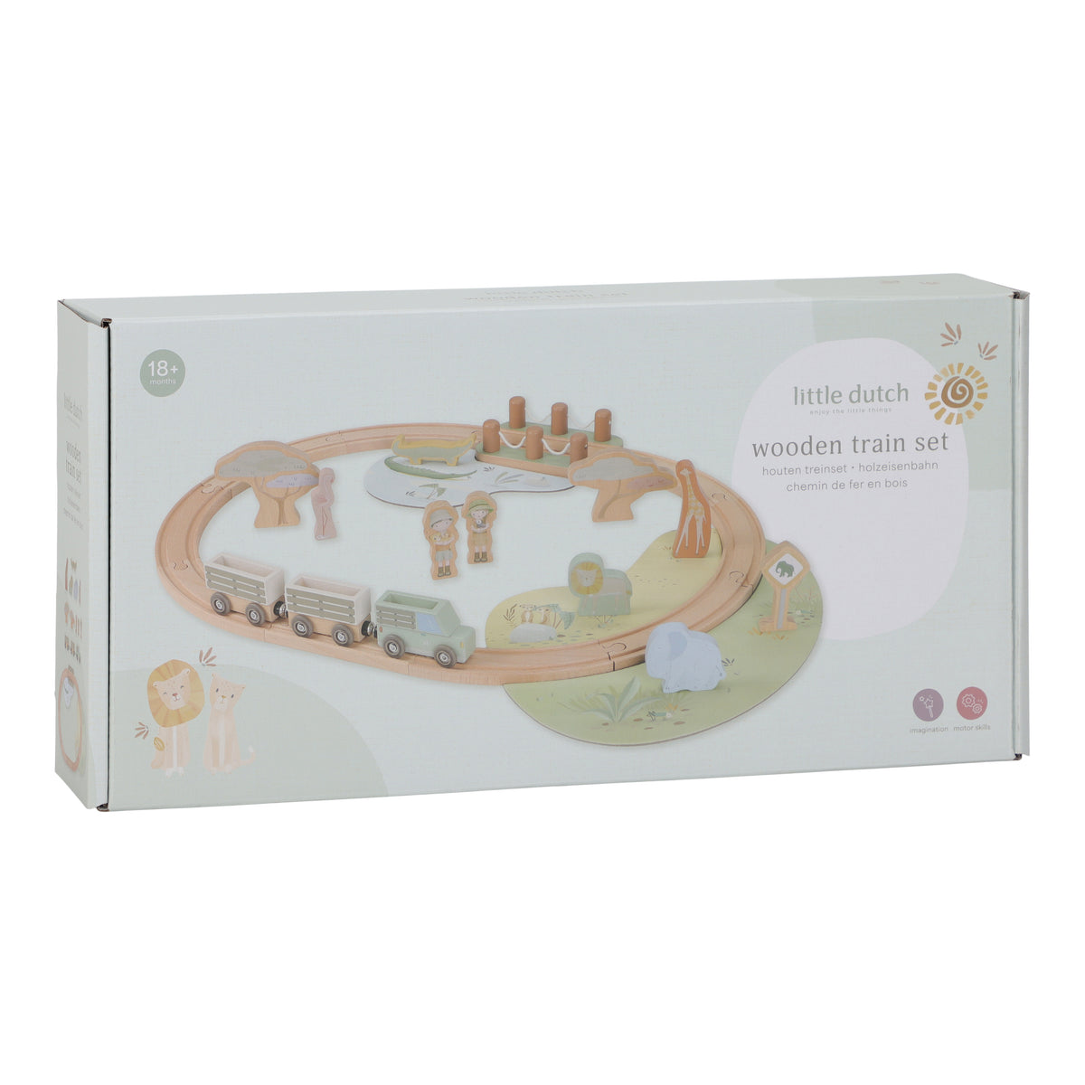 Circuit de train en bois Safari Friends – train en bois enfant