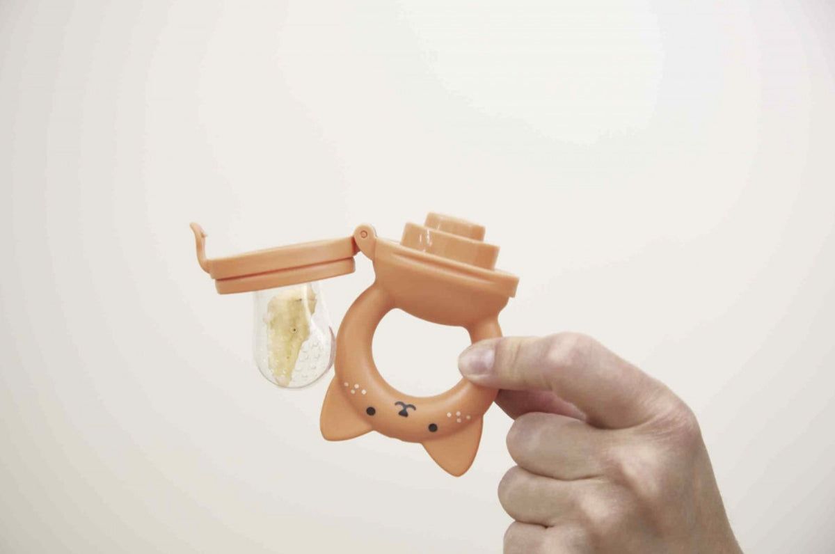 Coffret grignoteuse bébé 6 mois et bavoir assorti. Idéal pour la diversification alimentaire en toute sécurité.