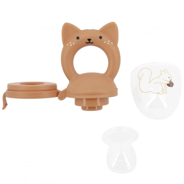 Coffret grignoteuse bébé 6 mois et bavoir assorti. Idéal pour la diversification alimentaire en toute sécurité.