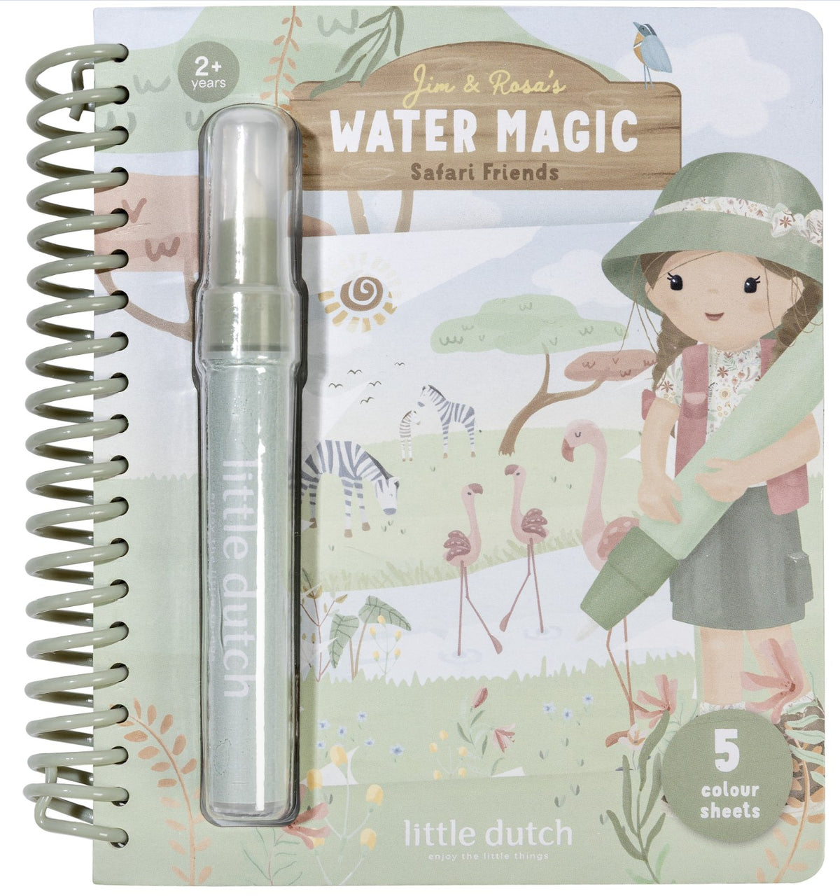 Cahier coloriage à l’eau Rosa Safari Friends. Dessins magiques réutilisables, activité propre et ludique dès 3 ans.