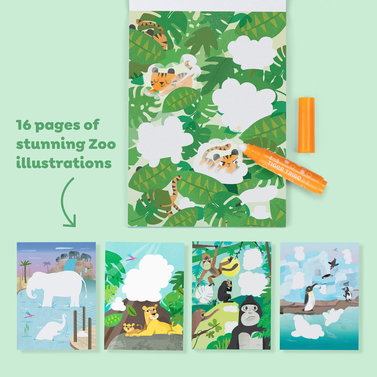 Coloriage magique enfant zoo – carnet coloriage sans tache 2 ans TIGER TRIBE