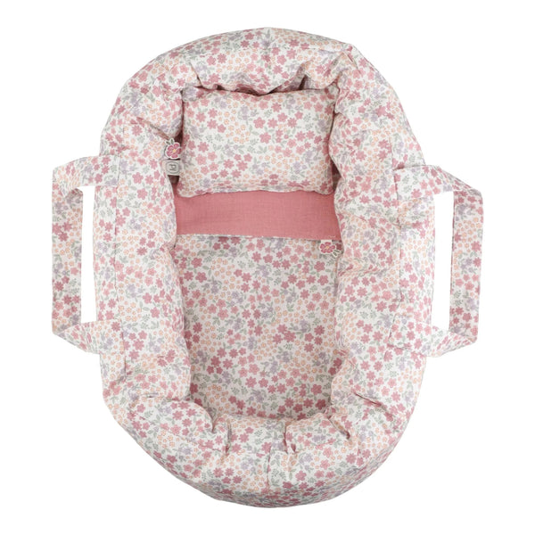 Couffin pour poupée rose – Motif floral LITTLE DUTCH