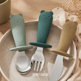 Couverts d'apprentissage en silicone et acier inoxydable - Jollein Jade JOLLEIN