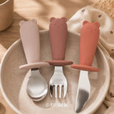 Couverts d'apprentissage en silicone et acier inoxydable - Jollein Blush JOLLEIN