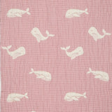 Couverture bébé mousseline matelassée – baleine rose en relief LA MARRAINE