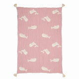 Couverture bébé mousseline matelassée – baleine rose en relief LA MARRAINE