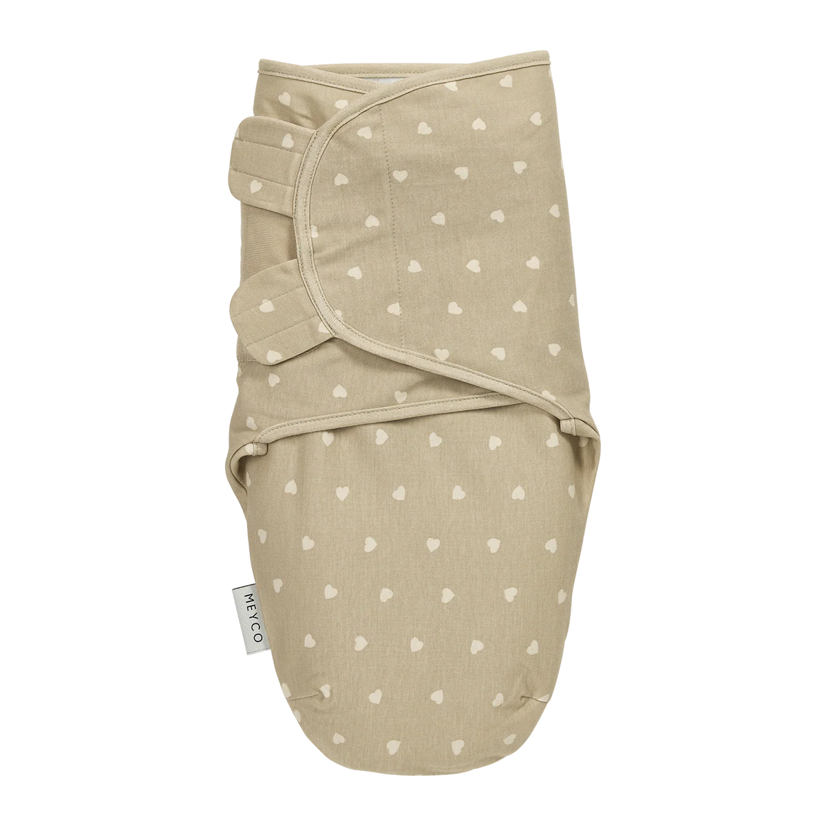 Couverture d’emmaillotage bébé – coton 0-3 mois sable et coeurs beiges MEYCO BABY