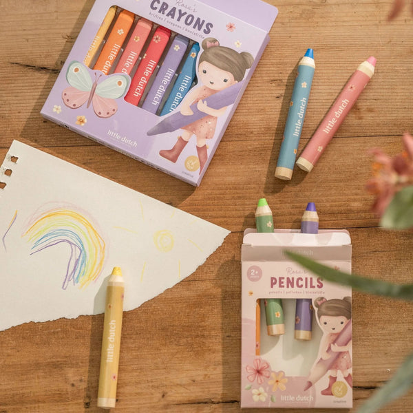 Crayons de couleur en bois - Rosa LITTLE DUTCH